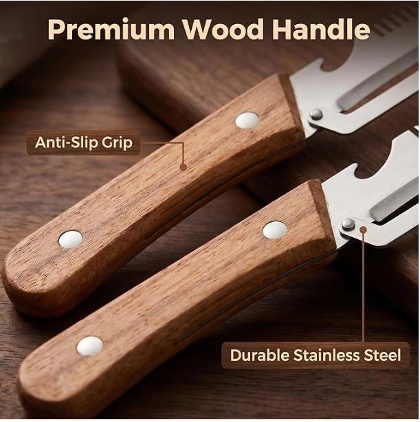 3-in-1 Multifunctional Vegetable Peeler with Wooden Grip